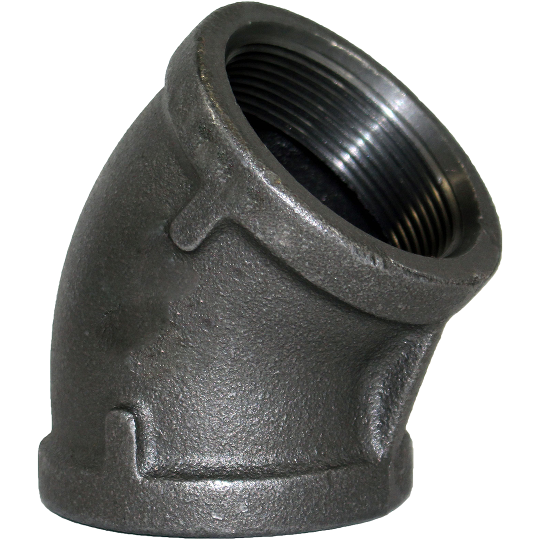 Black Malleable 45 Elbow